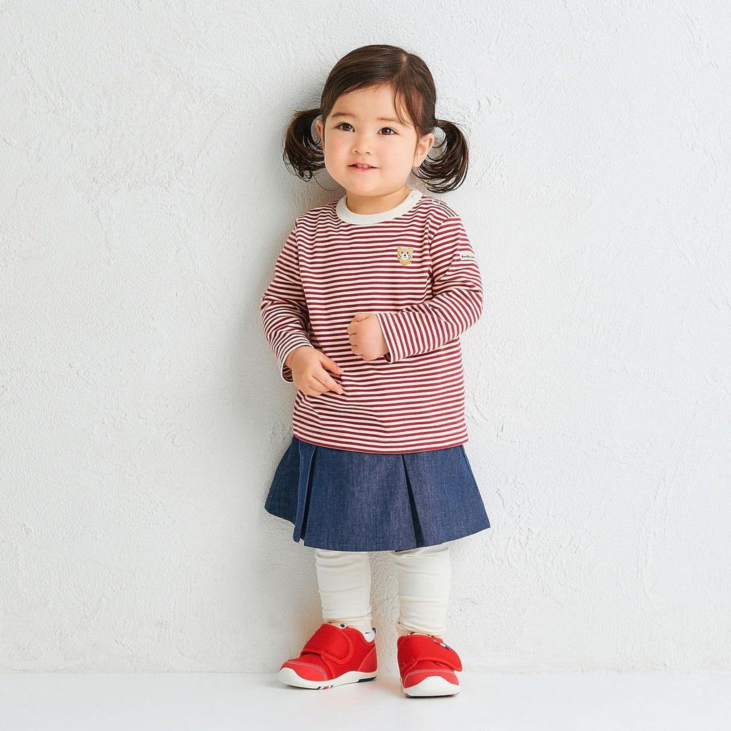 MIKI HOUSE HOT BISCUITS Long Sleeve Boys and Wine T-Shirt, Girls, Baby, Children's Clothing, Red, 110cm, 70-5211-686