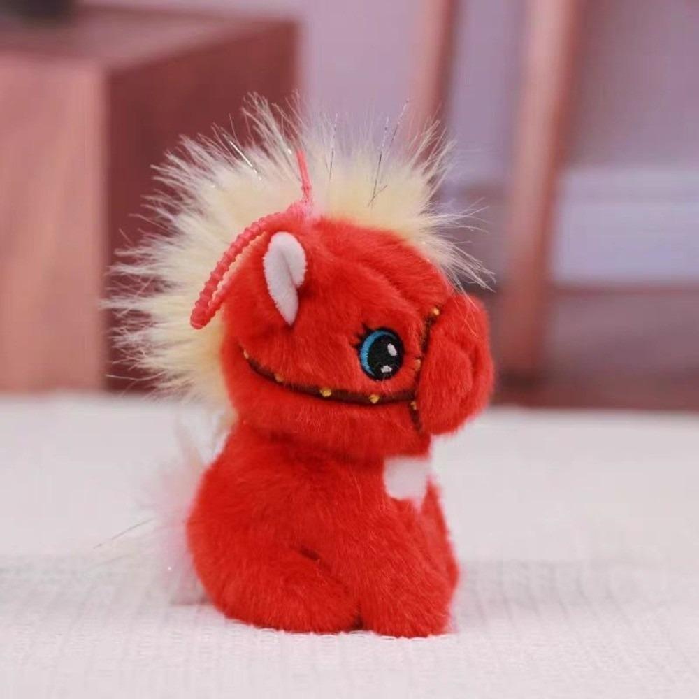Cartoon Stuffed Animal Keyring Solid Color Zodiac Pony Figurine Year of Horse