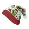 2024 Christmas Double-Sided Plush Hat with Holiday Print for Adults and Children