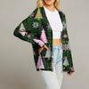 Women's Fashion Long Sleeve Christmas Print V-Neck Button Loose Cardigan Top