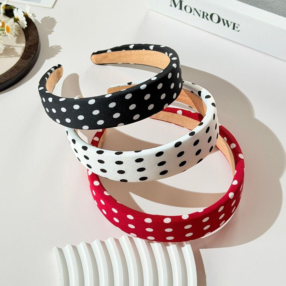 Polka Dot Headband Wide-Edge Hair Bundle Retro Elegant Hairband