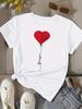 (Asian Size) Print Love Cartoon Sweet Fashion Female Tee Top Women Clothing T Shirt Woman Short Sleeve Graphic T-shirts