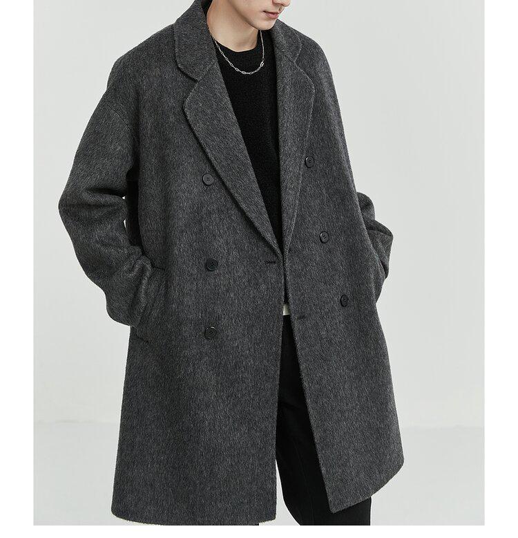 Men's Mid-Length Double-Sided Wool Coat: New Stylish Thickened Korean Winter Design