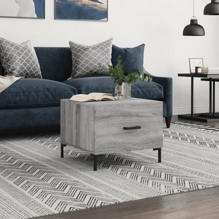 VidaXL Table basse Sonoma gris 50x50x40 cm Bois d'ingénierie 829408