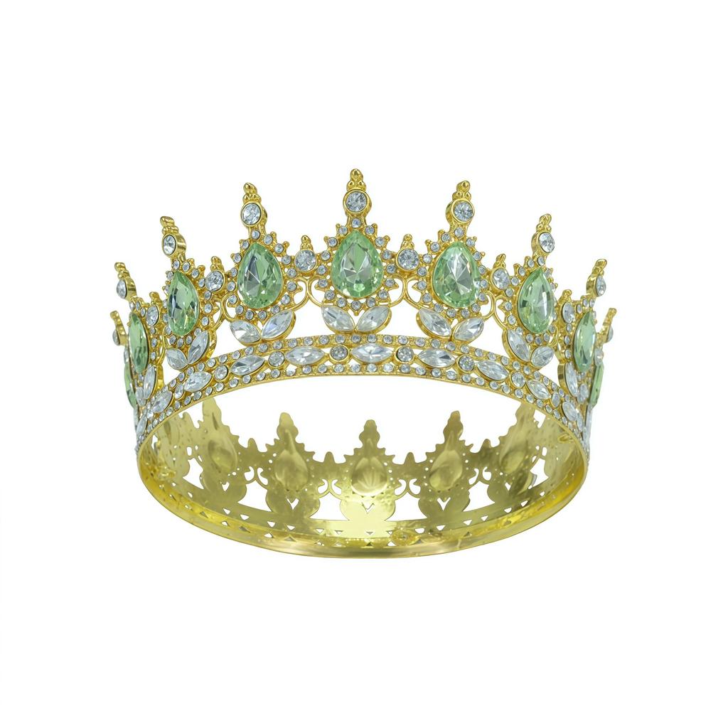 European and American Baroque Bridal Round Crown Party Dance Princess Tiara Birthday Crown Crystal Hair Accessories for Women