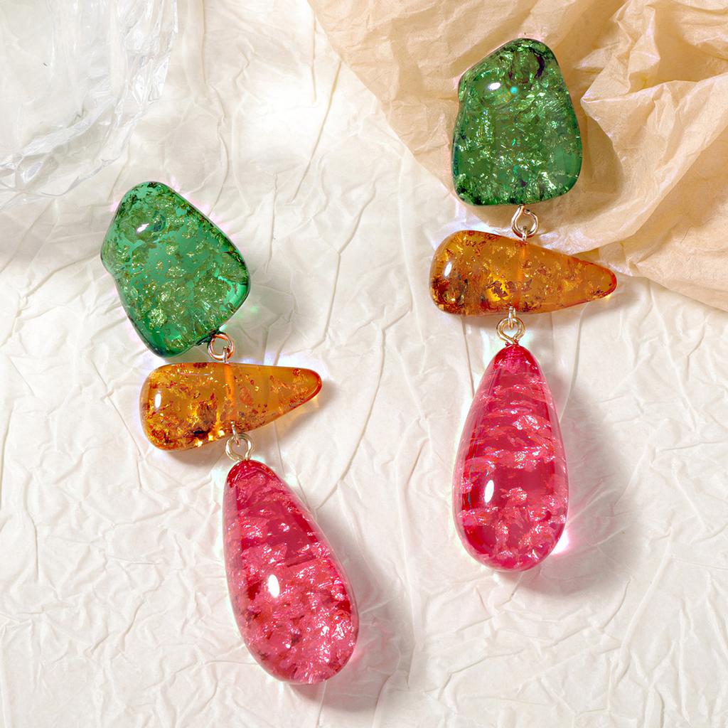 Retro High-end Geometric Pendant Colorful Earrings