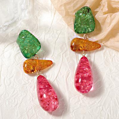 Retro High-end Geometric Pendant Colorful Earrings