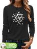 Spring and Autumn Women's 100% Cotton Fashion Casual Loose Butterfly Pattern Print Round Neck Long Sleeve T-shirt Base Shirt