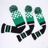 3Pcs Knit Wood Golf Club Covers No. Tags 1 3 5 Long Neck Sock Soft Washable Checkerboard Pattern Set