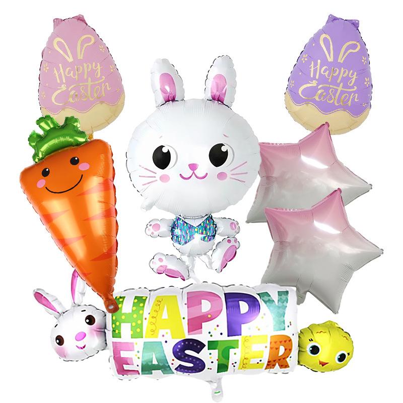 Easter Aluminum Film Balloon Set, Rabbit Egg, Radish Aluminum Film Festival, Photo Party Decoration Props
