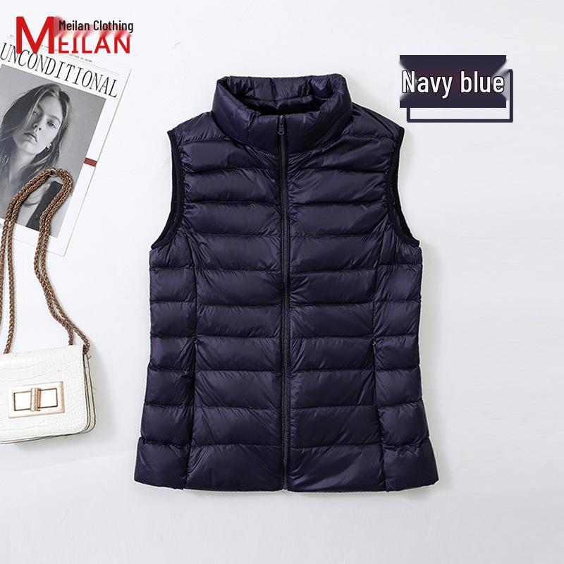 Women's Lightweight Short Down Vest - Sleeveless Winter Outerwear Jacket