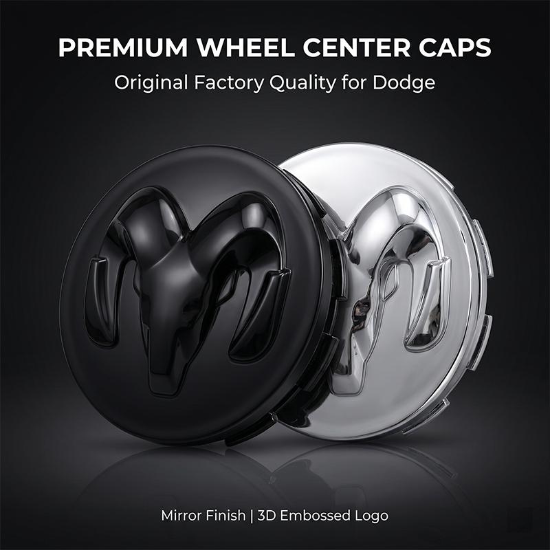 4 Stück 64mm Radnabenkappen Ersatz Radnabenemblem für Dodge Durango Challeager NITRO SRT Charger Journey Ram 1500
