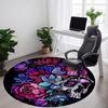 1pc Floral Skull Design Carpet, Round Non Slip Durable Large Size Office Carpet, Suitable for Office