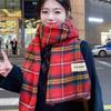 New Red Plaid Retro Lock Imitation Cashmere High End Couple Versatile Autumn and Winter Student Scarf Scarf Female Shawl