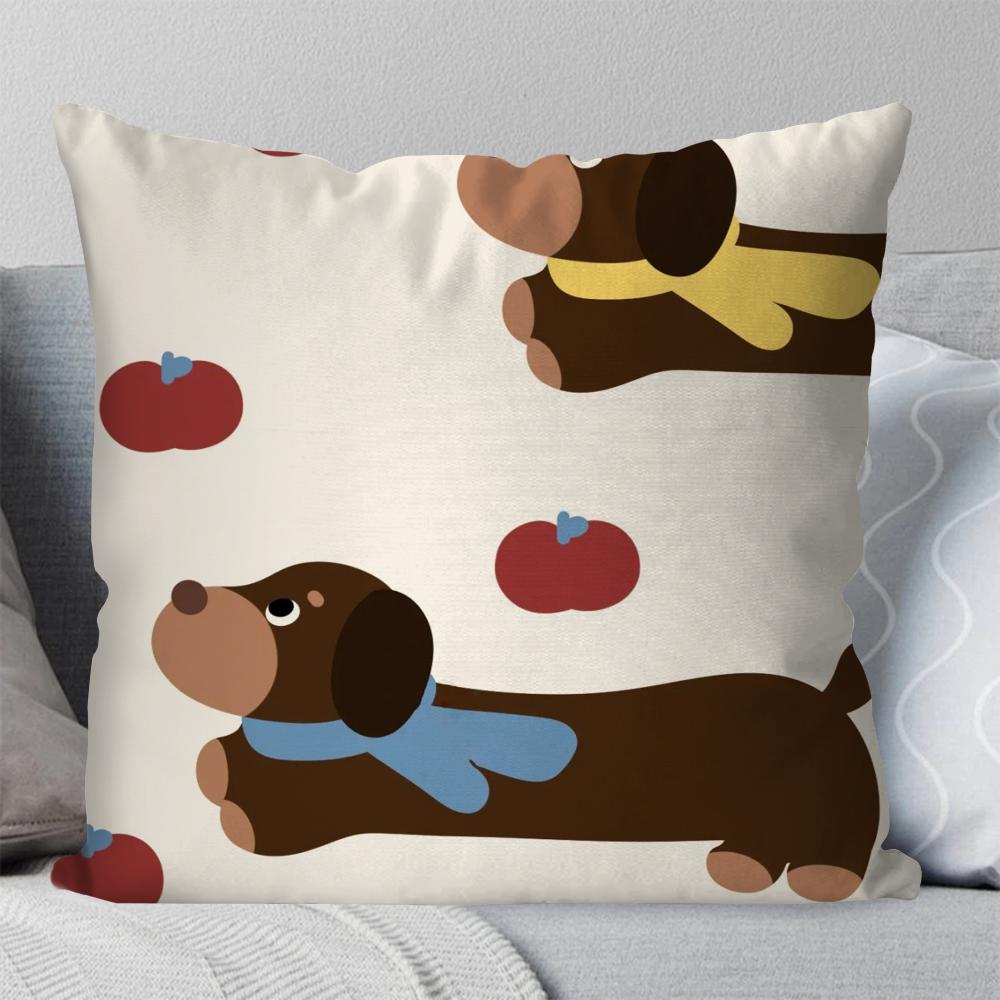 1 Stück Dackel Cartoon Animation Kissenbezug Quadratisches Kissen Schlafzimmer Sofa Freizeit Komfort Kissen Auto Wohnzimmer Heimdekoration 40X40