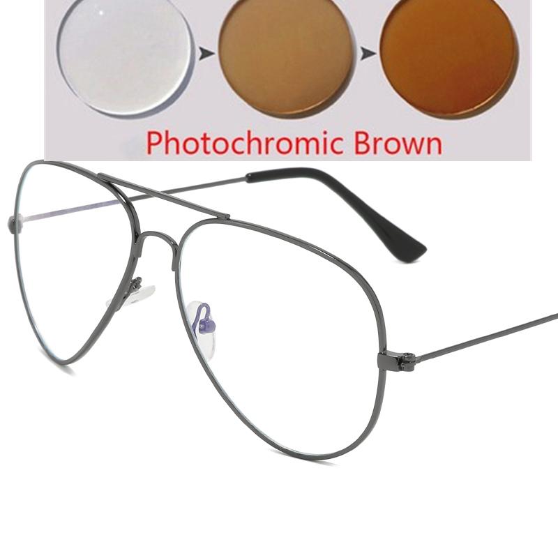 Blue Light Blocking Oval Myopic Glasses Women Men Fashion Metal Myopia Photochromic Eyeglasses Diopter 0 -0.5 -0.75 To -4.0