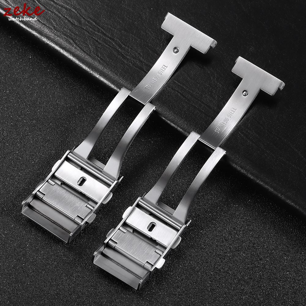 Luxury 316L Solid Stainless Steel Watch Clasp 18/20/22mm Extendable Adjustable Folding Watch Buckle Premium Metal Silver Button