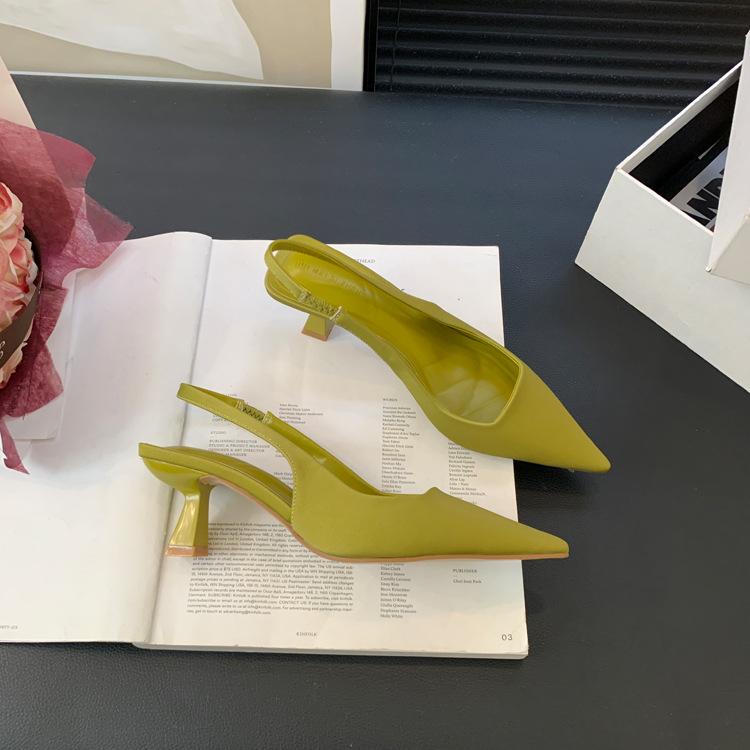 

2025 лето и осень новая модель туфли-лодочки на высоком каблуке женские темпераментные модные на тонком каблуке с сумкой на носке сандалии с открытой пяткой с мелким вырезом туфли-лодочки женские 37