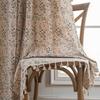Polyester Cotton Printed Fringe Curtains Semi-Blackout Windows Curtains With Tassels Cotton Linen Curtains Panels For Bedroom