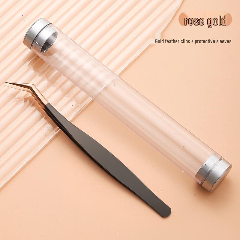 Stainless Steel Black Gold Feather Dolphin Tweezers for Beauty and Manicure