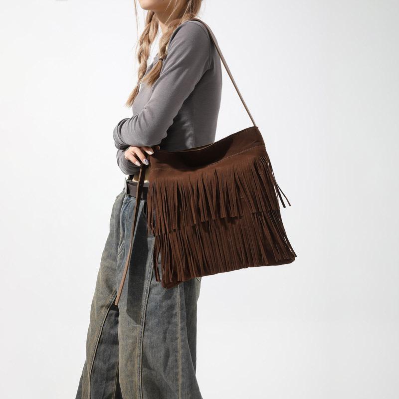 Women's Large Capacity Retro Tassel Shoulder Bag - Autumn 2023 Fashion