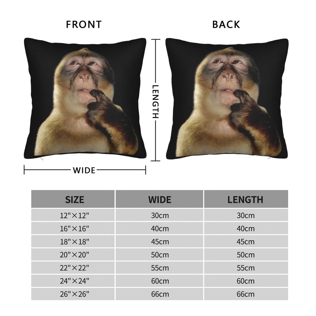 Federa per Cuscino Meme Scimmia Pensierosa Morbido Poliestere Copricuscino Copertina Cuscino Regalo per la Casa con Cerniera 18''