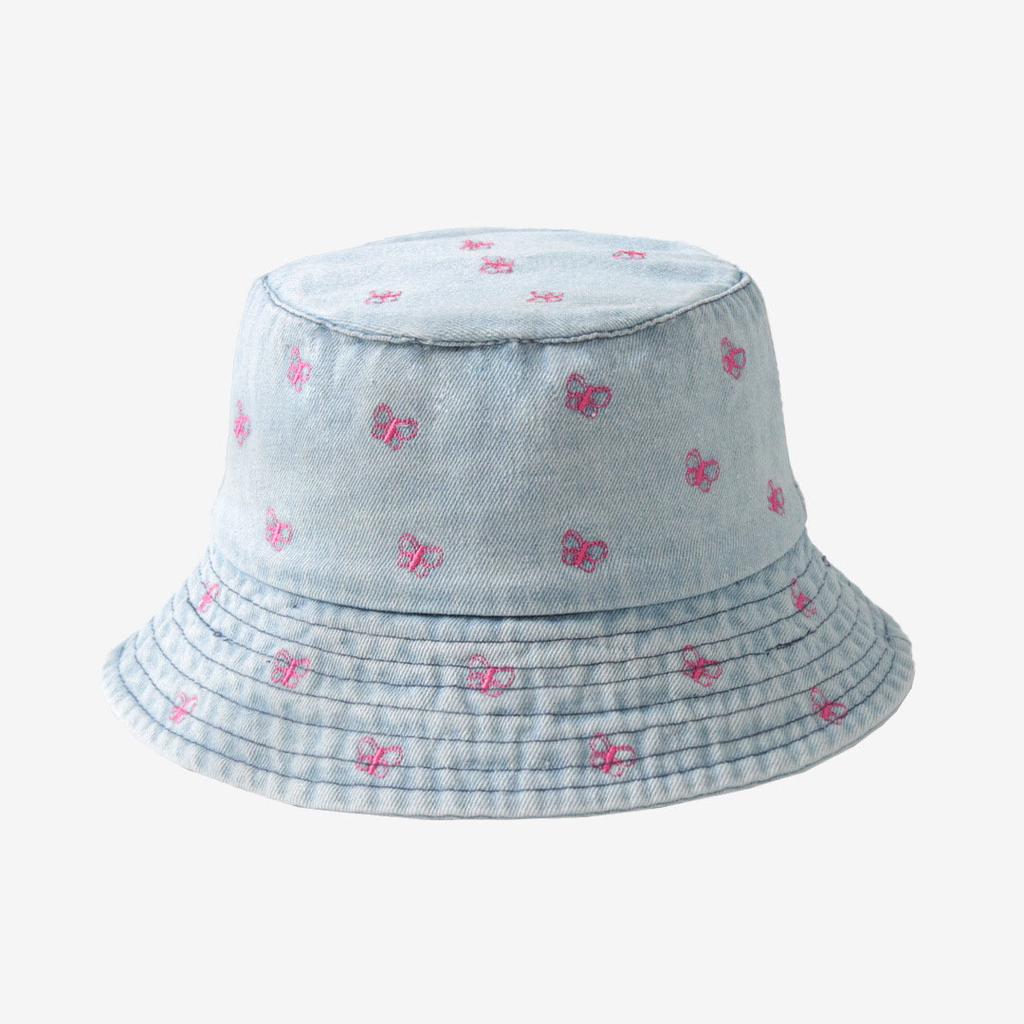 Emboridery Denim Bucket Hat Summer Travel Beach Sun Hats for Women Men Fresh and Cute Fisherman Hats Wholesale Señora