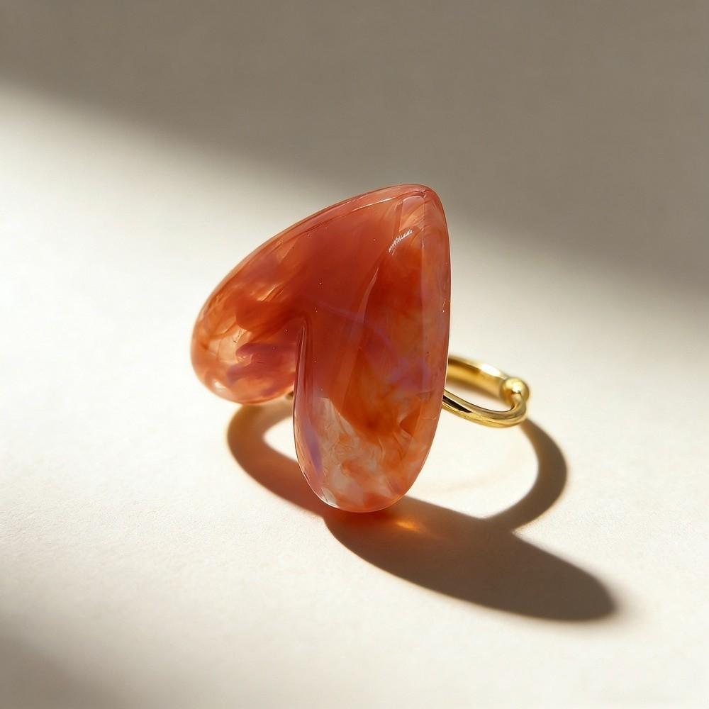 Einfacher offener Mundring Persönlichkeit Verstellbarer Ring Mode Herz Harzring Herren/Damen