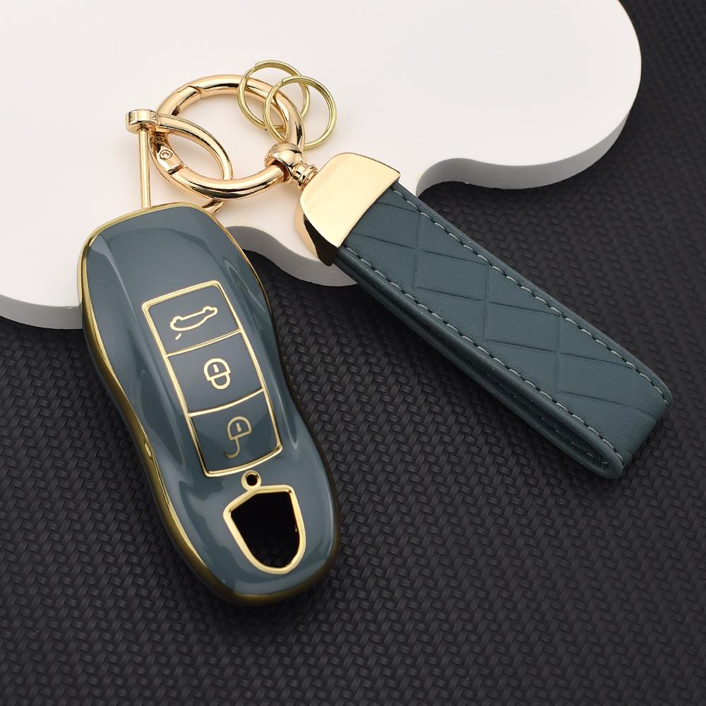 3 Buttons Full Protection Key Case Cover For Porsche Cayenne Macan Panamera 911 718 Cayman 918 958 Remote Key Fob Shell