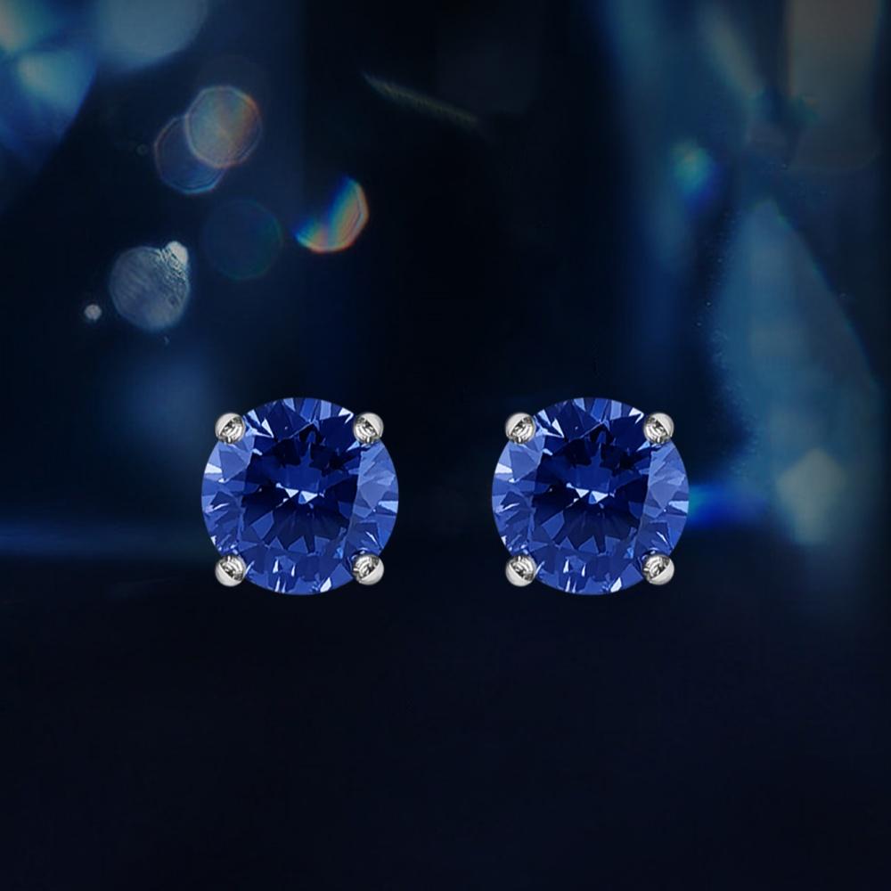 

Серьги-гвоздики с танзанитом, женские серебряные круглые серьги 6 мм фиолетовый