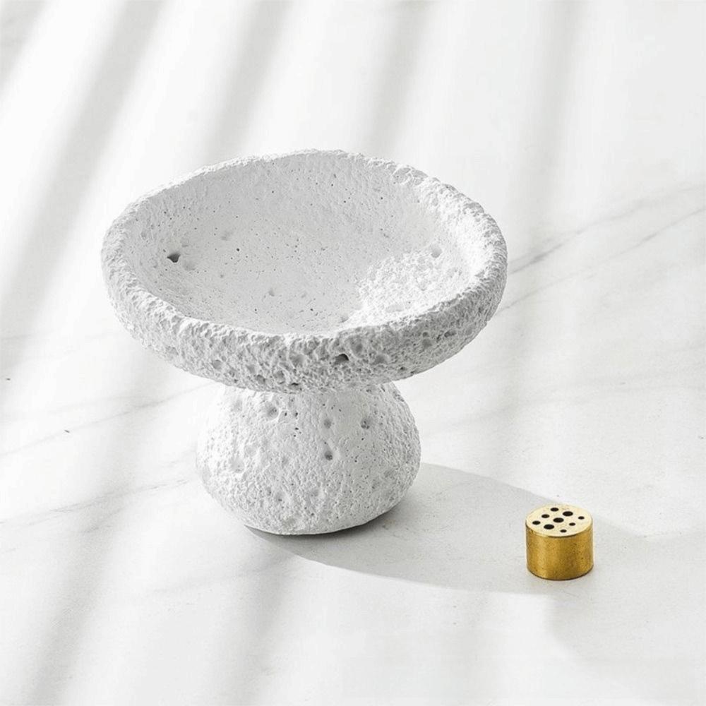 Concrete Texture Cement Incense Burners with 9 Holes Decorative Aromatherapy Holder Moon Surface Design Multi-functional