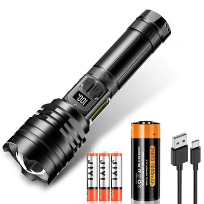 Taschenlampe LED Neuerscheinung COB Arbeitsleuchte LCD-Bildschirm Digital Verbleibende Leistung Militärische Nutzung Stärkste Super Hohe Helligkeit 5000000 Lumen USB