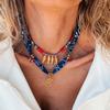 Bohemian Cloth Wrap Scarf Necklace Stainless Steel Charm Pendant New Beach Jewelry