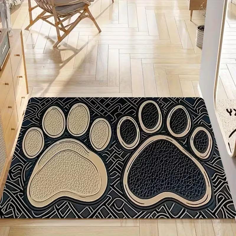 Paw Print Doormat Colorful Pet Welcome Mat Cute Entryway Decor Carpet Funny Home Floor Decor for Doorway Hallway Living Room