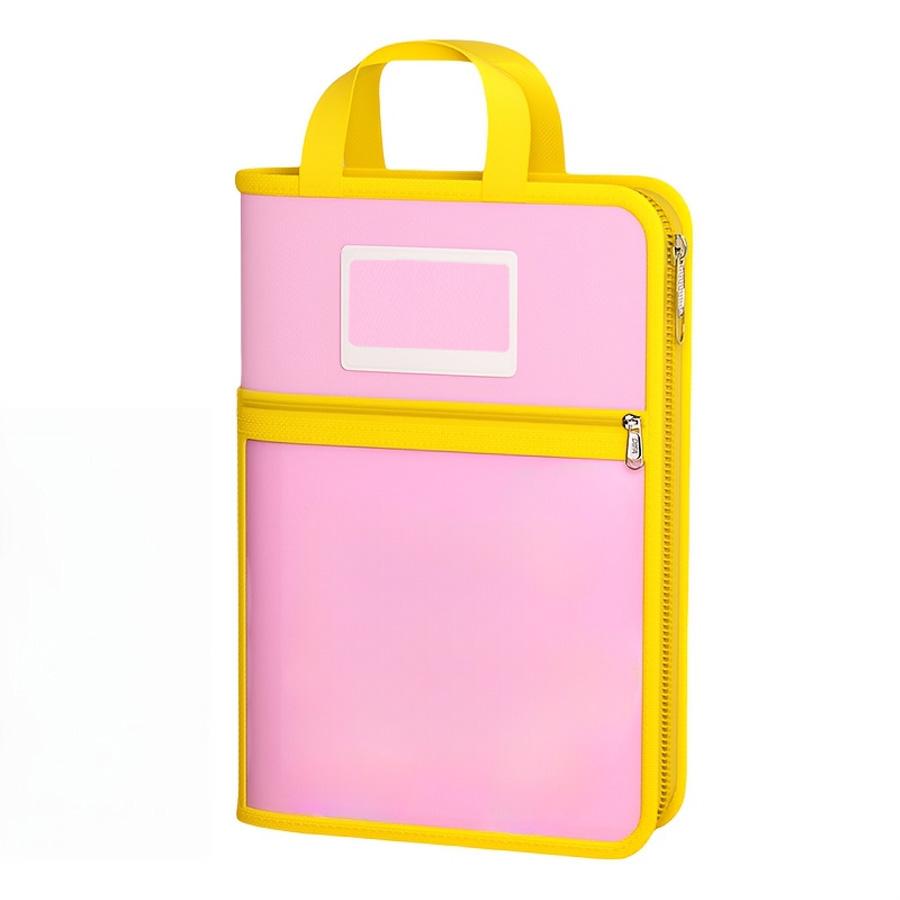 L-shaped A4 file bag, large opening mesh stationery storage bag, large-capacity transparent file bag, school supplies