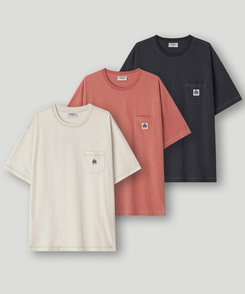 BOOVOOM [Plus Size] Bvm Stamp Label Pocket Stitch T-Shirt