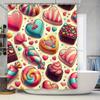 Cute Candy And Chocolate Design Waterproof Shower Curtain For Modern Bathroom Decor, Stylish And Durable, Perfect For Home