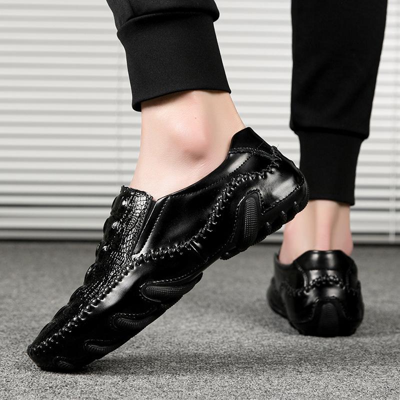 Spring and Summer New Large-size Hot-selling Men's Octopus Beanie Shoes Genuine Leather Crocodile Pattern Men's Shoes