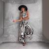 2025 Summer New Geometric Printing Casual Loose Vest Wide-leg Straight Pants Set