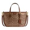 Taxi 21 Logo Print Coated Canvas Tote Bag Women Tote Bags Brown-Yellow Mink-Brown CCD94-B4YLR
