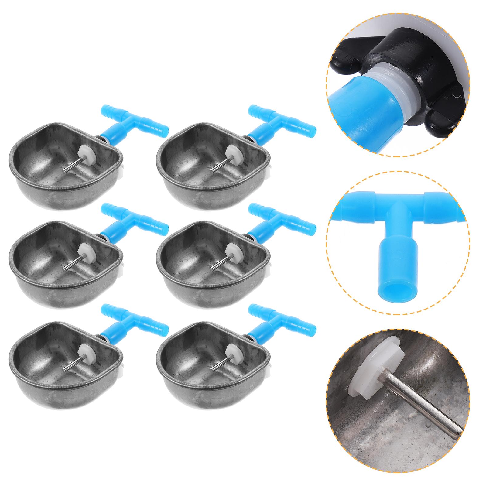6Pcs Rabbit Waterer Stainless Steel Automatic Feeder Drinking Bowl Pet Water Dispenser Bunny Water Bowl Cage Hanging Water 11X6.5CM