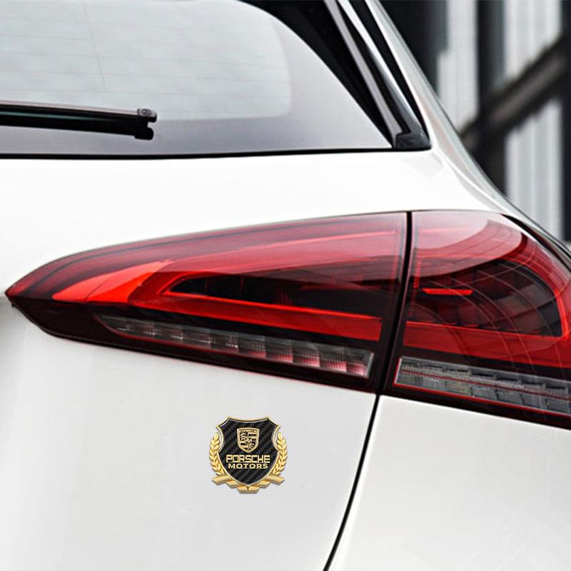 3D Metal Badge Styling Decals Emblem Car Decor Window Stickers Decoration Accessorie For Porsche 911 718 Taycan Panamera Cayenne