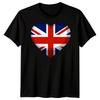 Union Jack TShirt Heart England UK Flag Tee Great Britain Shirt Adults Kids