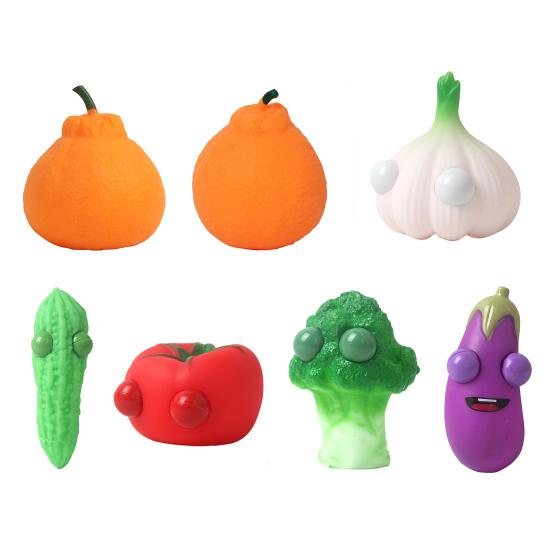 Eye Popping Tomato Squeeze Toy Broccoli Bitter Gourd Cartoon Garlic Eggplant Anti-anxiety Toy Simulation Fruit Vegetable