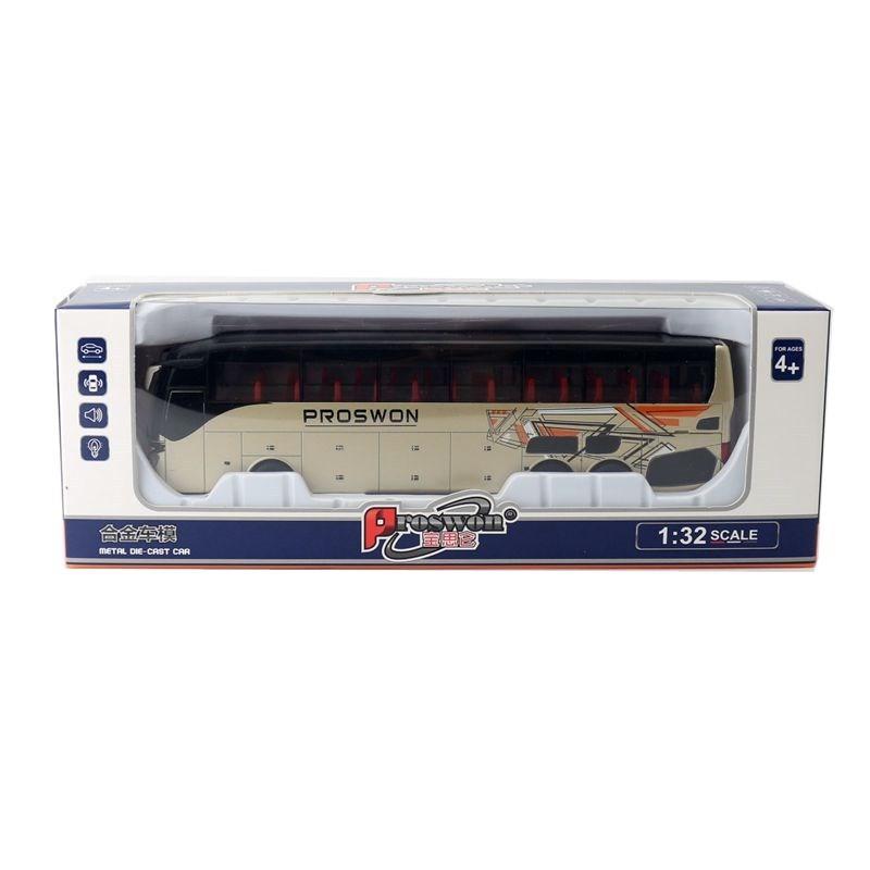 Bus Model Travel Alloy Toy With Light Sound For Kids Playroom And Gift Use