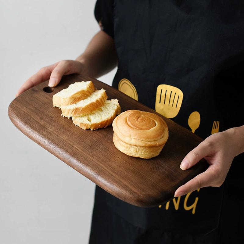 1pc Oval Wood Cutting Board, Solid Wood Black Walnut Wooden Chopping Boards for Bread, Vegetables & Fruits, Dinner Cheese Board with Hole,4 Size