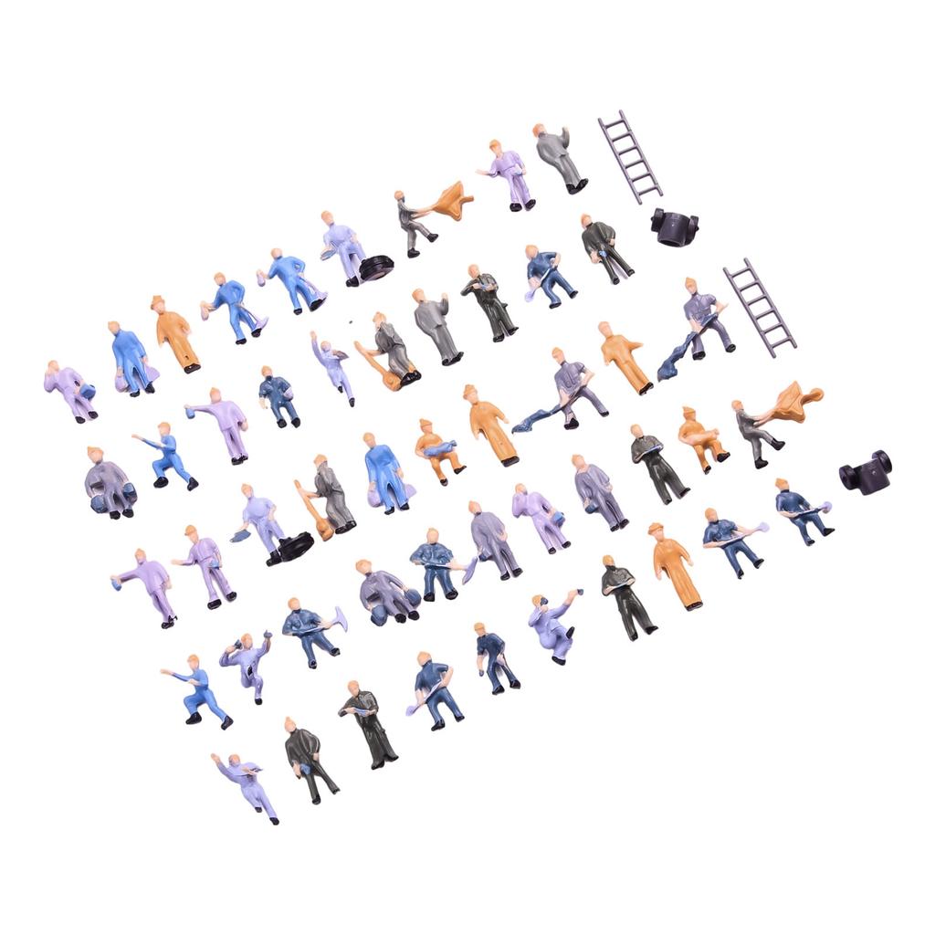 50-pcs 1:87 HO Scale Railway Model Worker Well Painted Figures With Bucket Ladder For Railway And Building Layout For DIY