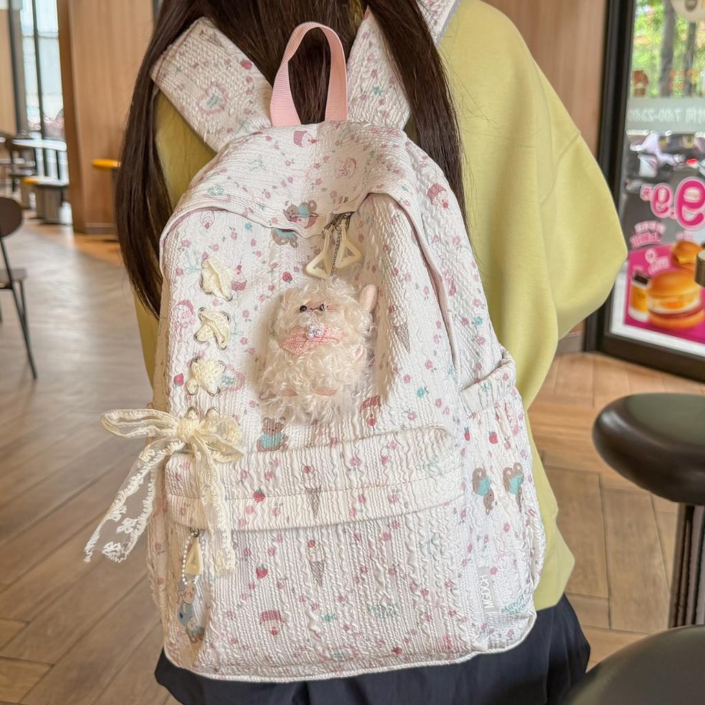 Schoolbag Mori Ins Simple Campus Ruiying Girl Schoolbag High Value Floral Small Fresh Junior High School Students Backpack