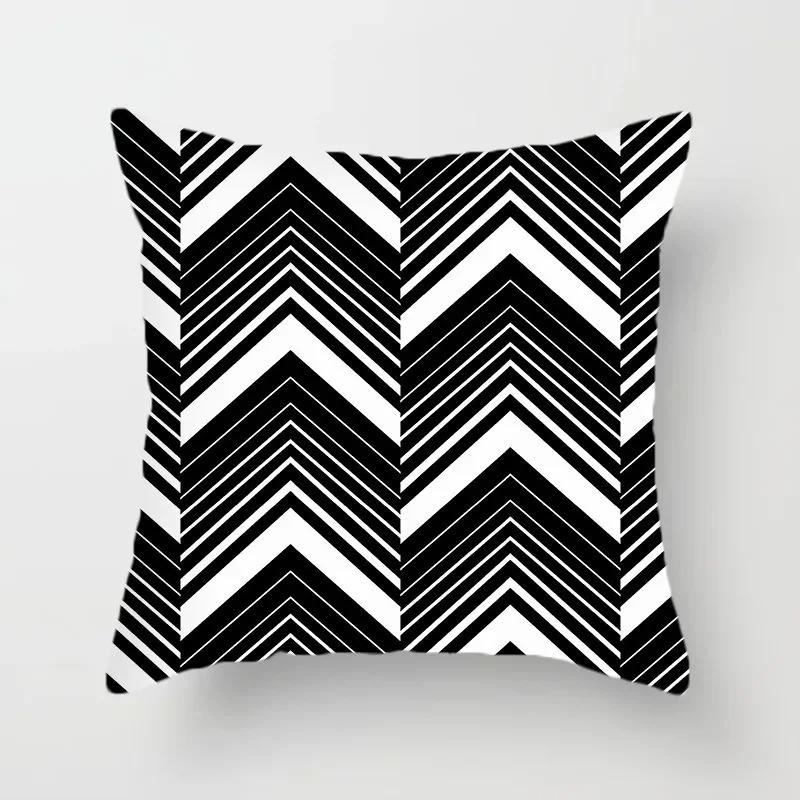 Black and white classic pillowcase polka dot stripes geometric pattern cushion simple modern style sofa decoration pillow