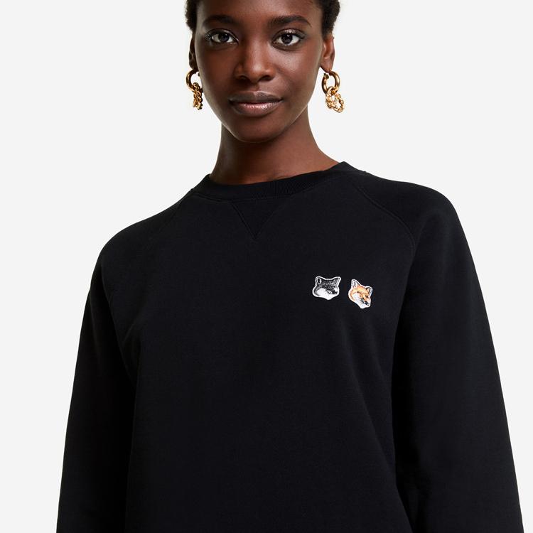 Autumn Women's Double Fox Head Embroidered Pullover for Men and Women Same Style Couple Round Neck Full Size Sweater